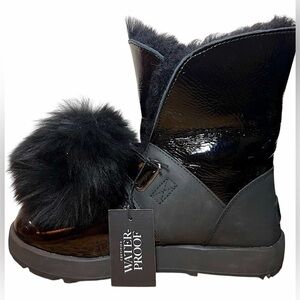 UGG NEW-black leather and fur boots 🖤🖤🖤